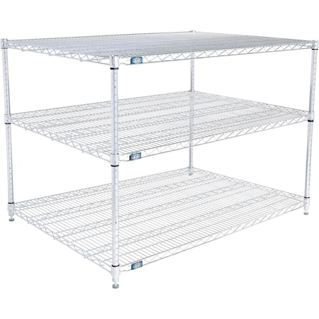 Nexel 3 Shelf, Chrome Wire Shelving Unit, Starter, 60inW x 30inD x 34inH B3124420